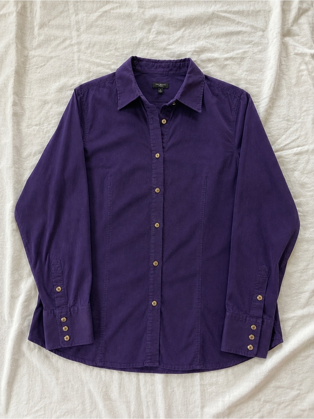 Talbots Woman Purple Corduroy Button Down Shirt Size 1X